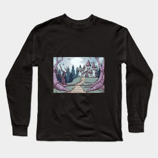 Halloween Dracula Vampire Mansion Long Sleeve T-Shirt